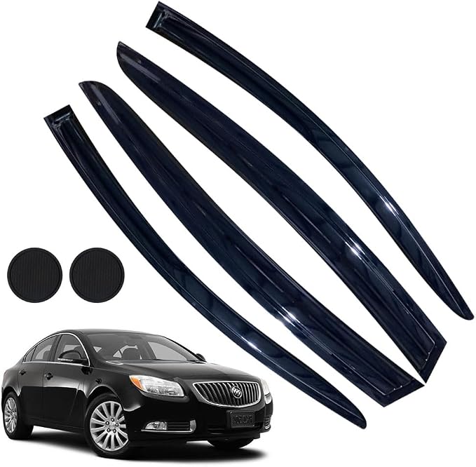 Rain Guards for Buick Regal 2011-2017, Tape-on Side Window Deflectors, Window by LETINGFAR