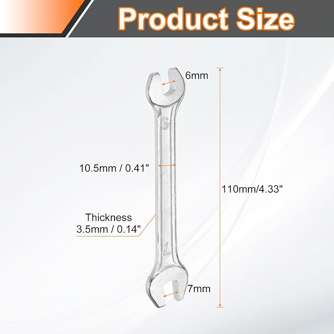 HARFINGTON 5pcs Double Open End Wrench 6mm x 7mm Metric 15 Degree Offset Angle - Image 2