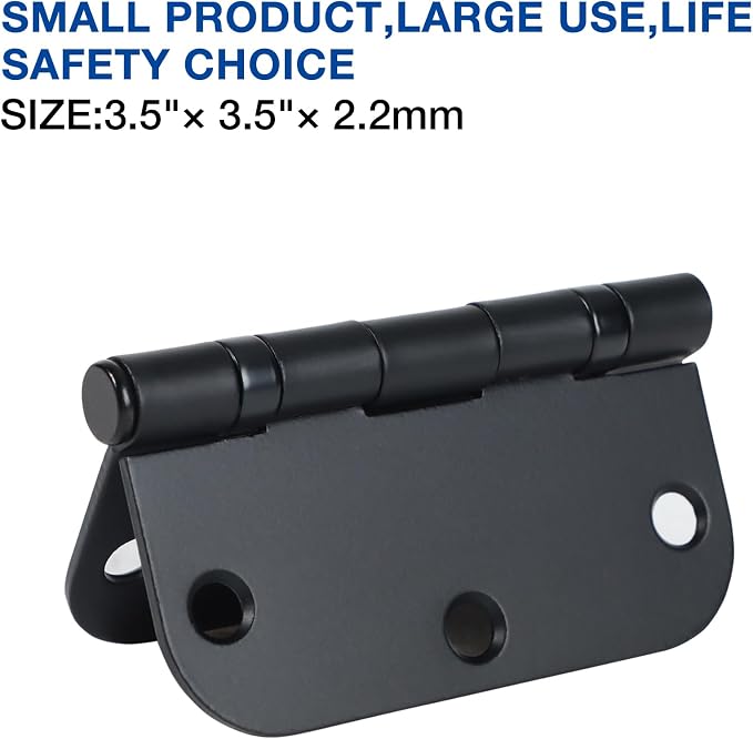 1 Pack Ball Bearing Door Hinges Matte Black 3.5 Inch 5/8" Radius Round Anti - Image 6