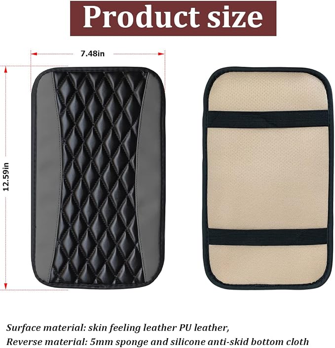 Car Center Console Cushion Pad, Universal Leather Waterproof Armrest Seat Box - Image 2