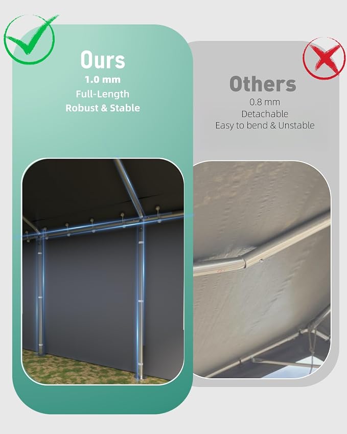 12x20 FT Carport, Heavy-Duty Portable Garage - Image 3