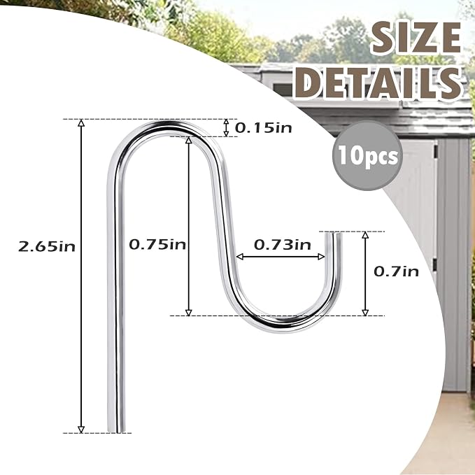 10 Pcs Shed Hooks, Long Shed Hooks - Image 2