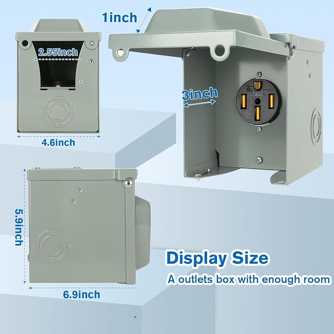 50 Amp RV Power Outlet Box, 125/250 Volt NEMA 14-50R Receptacle, Lockable - Image 6