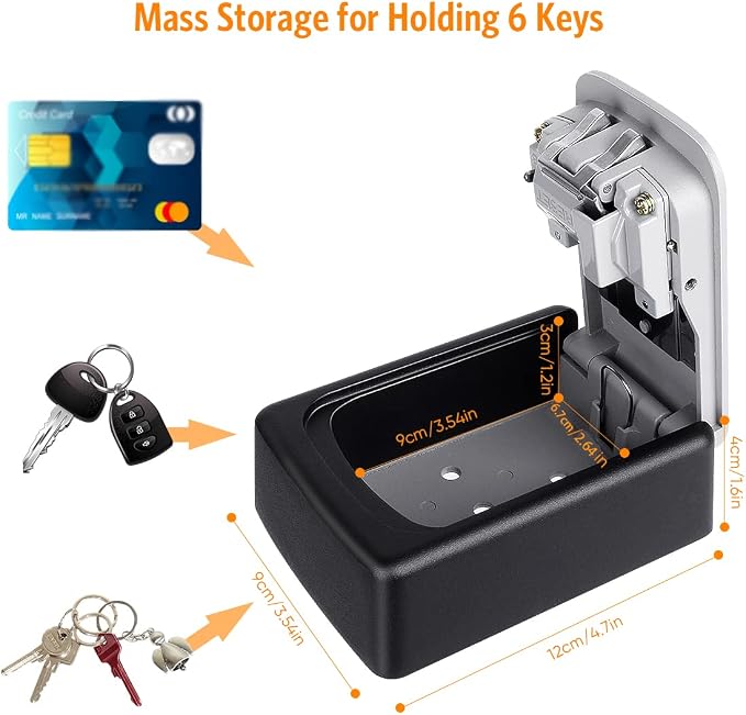 Key Lock Box Wall Mounted, Fayleeko 4 Digit Combination Lockbox - Image 2
