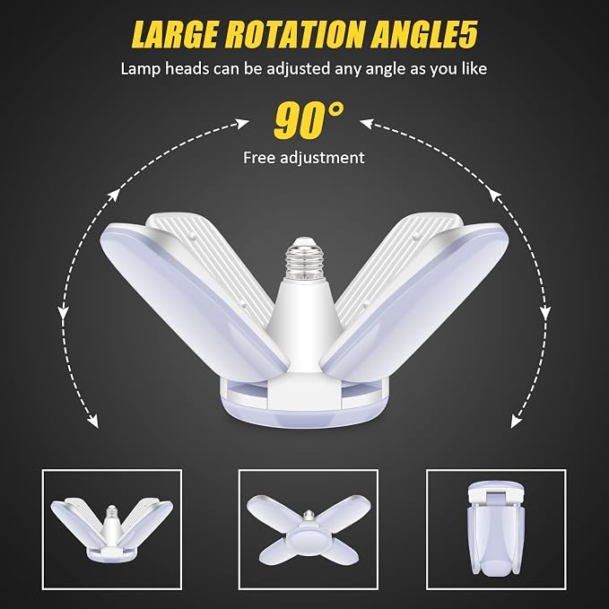 LED Garage Lights 2 Pack, 4 Foot Adjustable Ceiling Light, 6500k 8000LM - Image 2