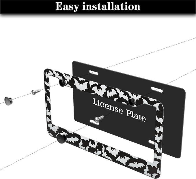 License Plate Cover for Women Black and White License Plate Frames for Men - Image 7