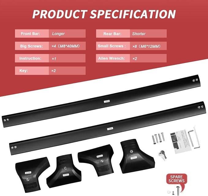 KINGGERI Lockable 260lbs Cross Bars Roof Racks Fit - Image 9