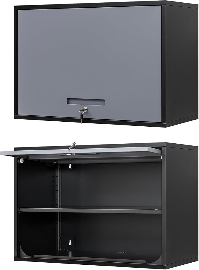 Metal Wall Cabinet with Locking Door and Shelf, Hanging Garage Cabinets with by Anxxsu