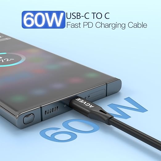 AGVEE 3ft Coiled Short USB-C to USB-C Charging Cable 60W PD Fast Charger Cord - Image 2
