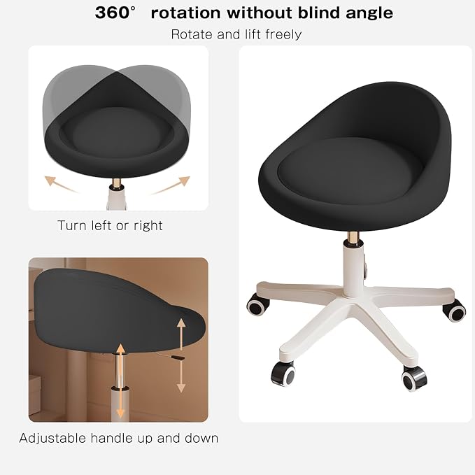 Rolling Stool Set of 6 Rolling Hydraulic Salon Stool - Image 3