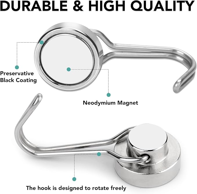 MIKEDE Magnetic Hooks, 40LB Strong Neodymium Magnet Hooks Heavy Duty, Magnetic - Image 5