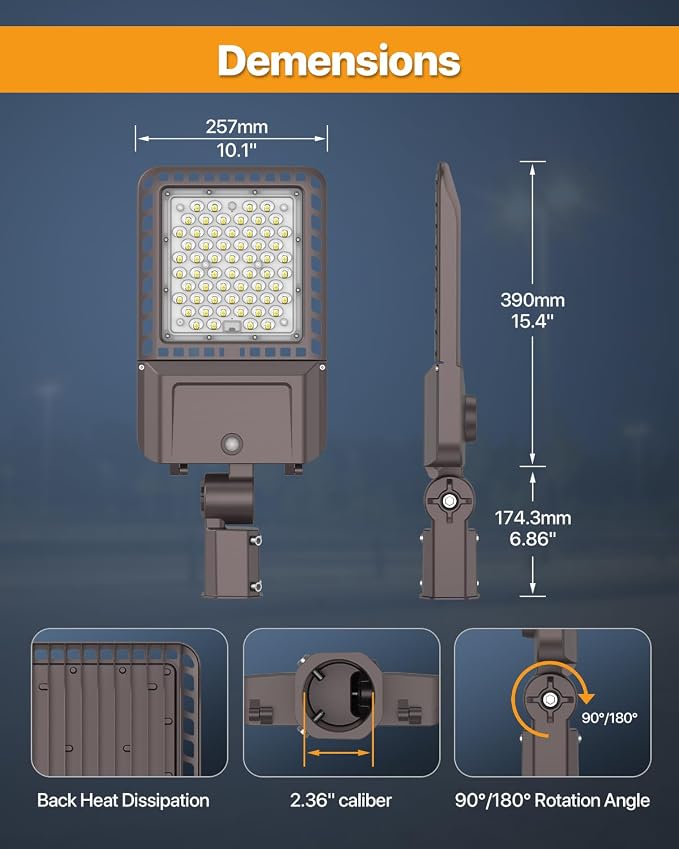 Parking Lot Light 200W 30, 000LM Slip Fitter 200 Watt Led Street Pole Light - Image 5