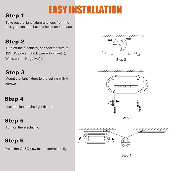 Facon Dual-Tone 12Volts Bright RV LED Interior Light - Image 7