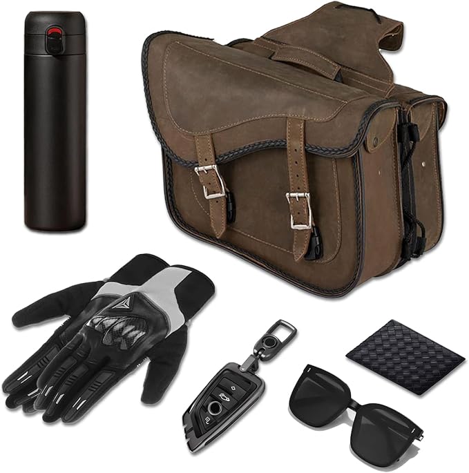 GARGOYLE BELLS Motorcycle Saddle Bags Genuine Leather Motorcycle Luggage Bag - Image 3