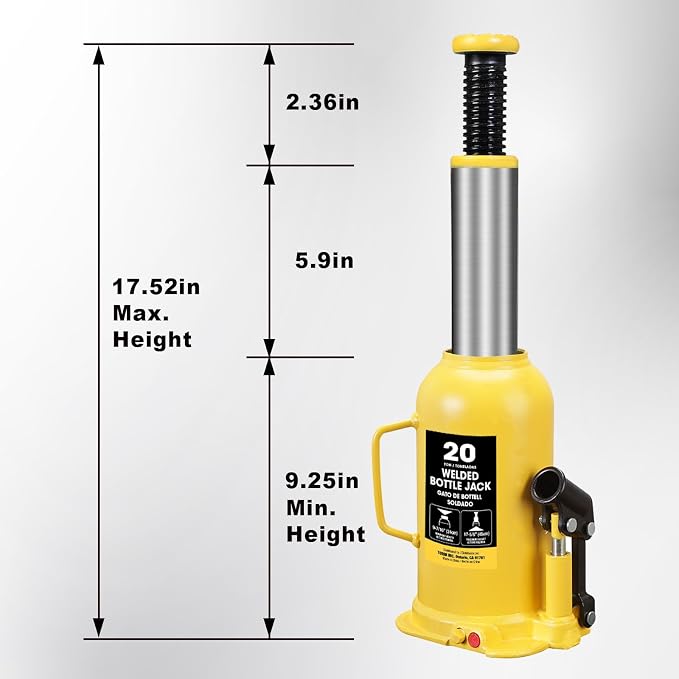 YELLOW JACKET 20 Ton Bottle Jack All Welded Hydraulic Jack - Image 2