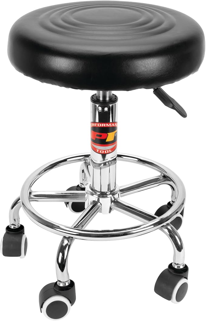 Performance Tool W85027 Adjustable Pneumatic Rolling Bar Stool, 250 Lbs Capacity - Image 4