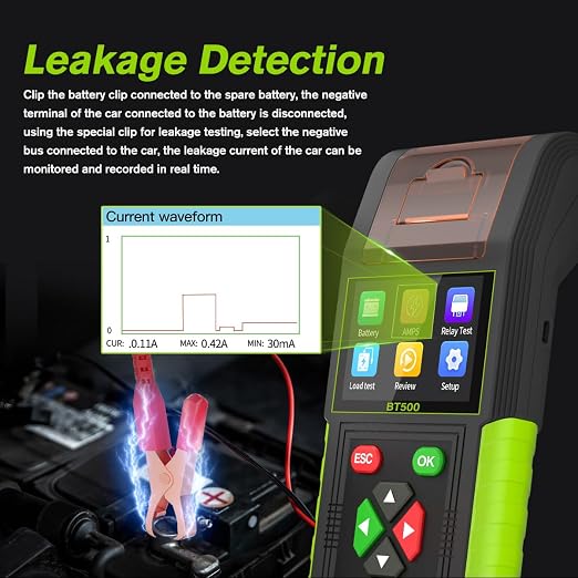 Automotive Battery Tester with Printer, 12V 24V Car Battery Load Tester and - Image 4