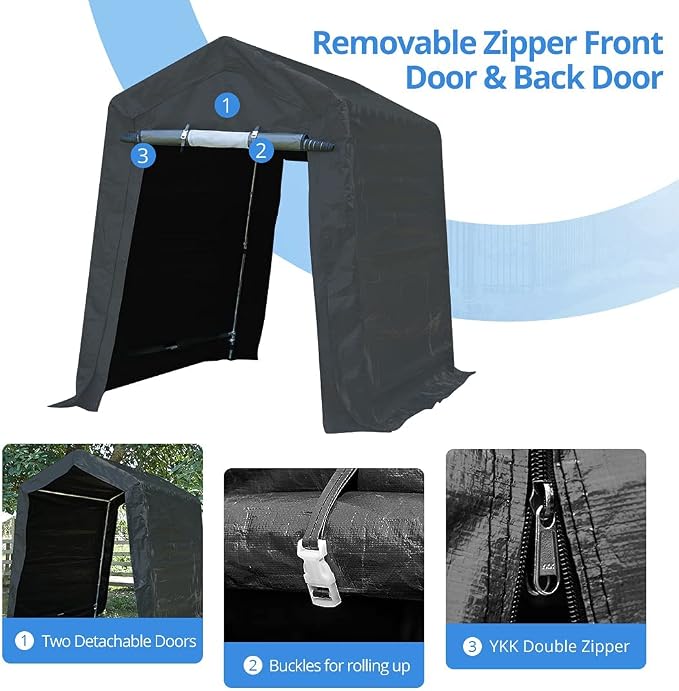 ADVANCE OUTDOOR 6X8 ft Outdoor Portable Storage Shelter Shed - Image 3