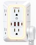 Wall Outlet Extender with Night Light, Power Plug Adapter Multi Plug Outlet by JcBlaon