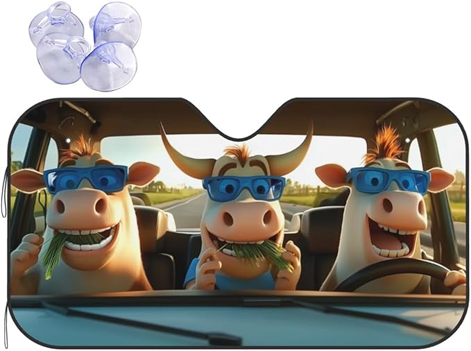 Funny Cow Car Sun Shade Windshield Sunshade Foldable Front Window Shield Cover by mutakin