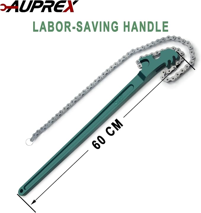 24 Inch Heavy Duty Chain Oil Filter Wrench, Adjustable Long Handle Tool Fits - Image 5