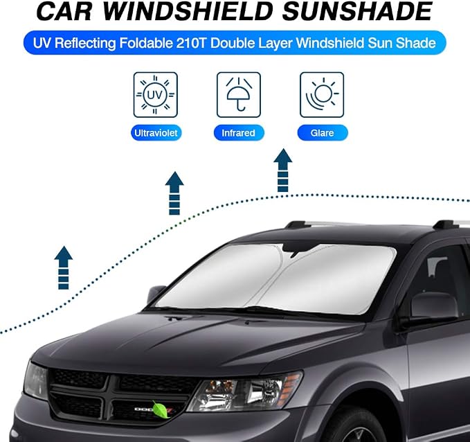 KUST Windshield Sun Shade for Dodge Journey 2009-2020 Sunshade Window Sun Visor - Image 2