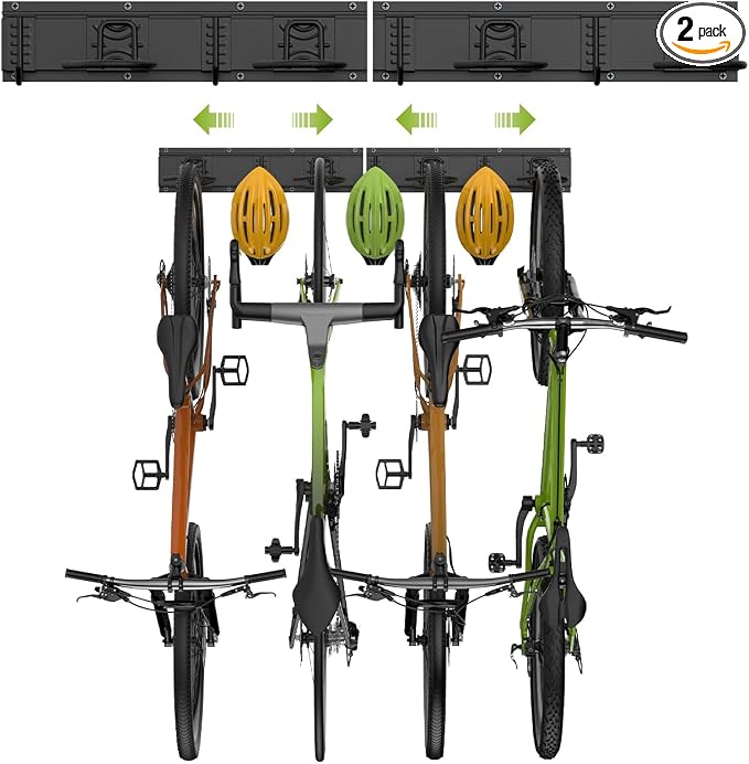 Bike Storage Rack 32Inch for 4 Bikes + 3 Helmets, Heavy Duty Bike Hangers for by Housolution