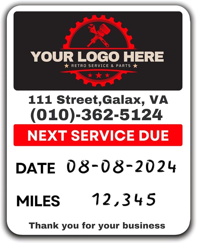 Oil Change Stickers for Windshield Personalized by Unknown