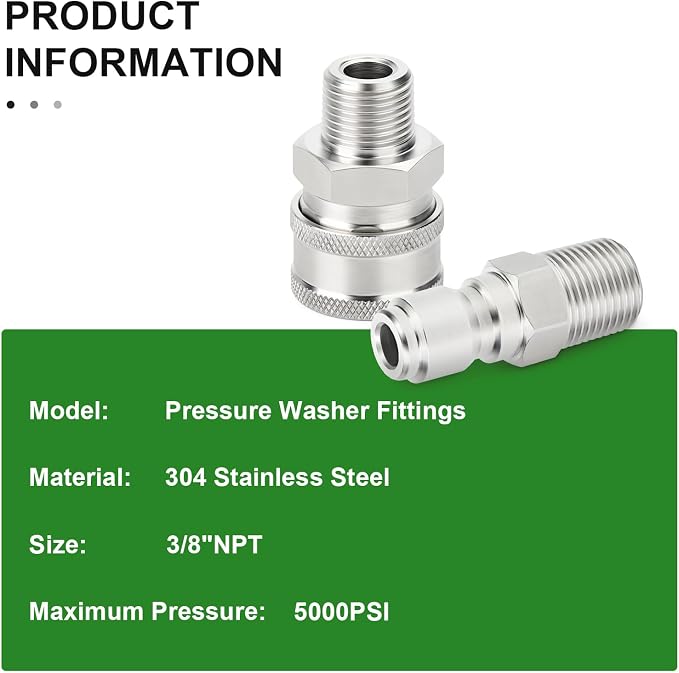 TAISHER 12PCS 304 Stainless Steel Pressure Washer Adapter Kit, Quick Connect - Image 4