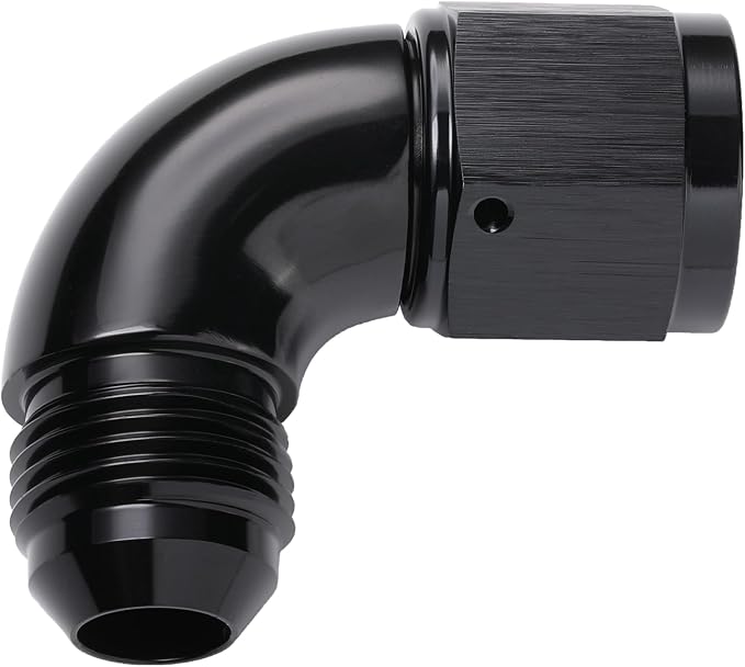 90 Degree 8AN Male to 8AN Female Swivel Full Flow Fitting Adapter Coupler - Image 3