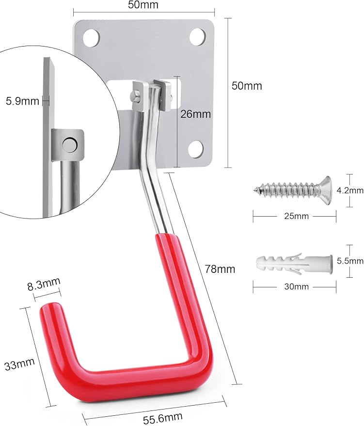HAISHINE Garage Hooks, 2 Pack Adjustable Hooks - Image 6