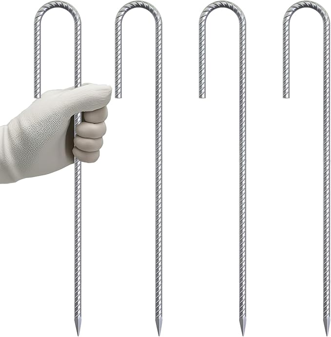 VVOKGO Rebar-Stakes-12-Inch J Hook Galvanized Tent Stakes Heavy Duty, Camping by VVOKGO