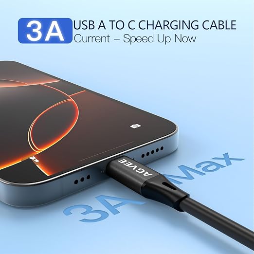 AGVEE 5ft Coiled Short USB to USB-C Charging Cable 3A Fast Charger Cord in Car - Image 2