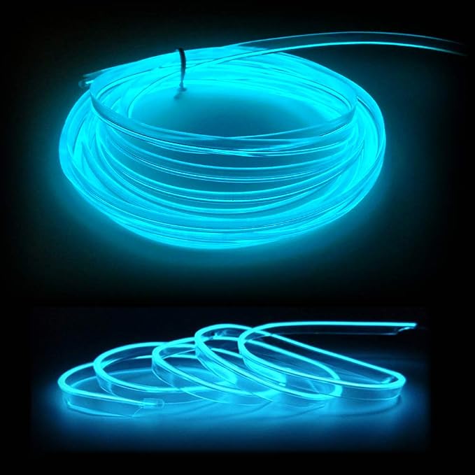 El Wire Ice Blue Interior Car LED Strip Lights, 5M Neon Wire USB 5V - Image 3