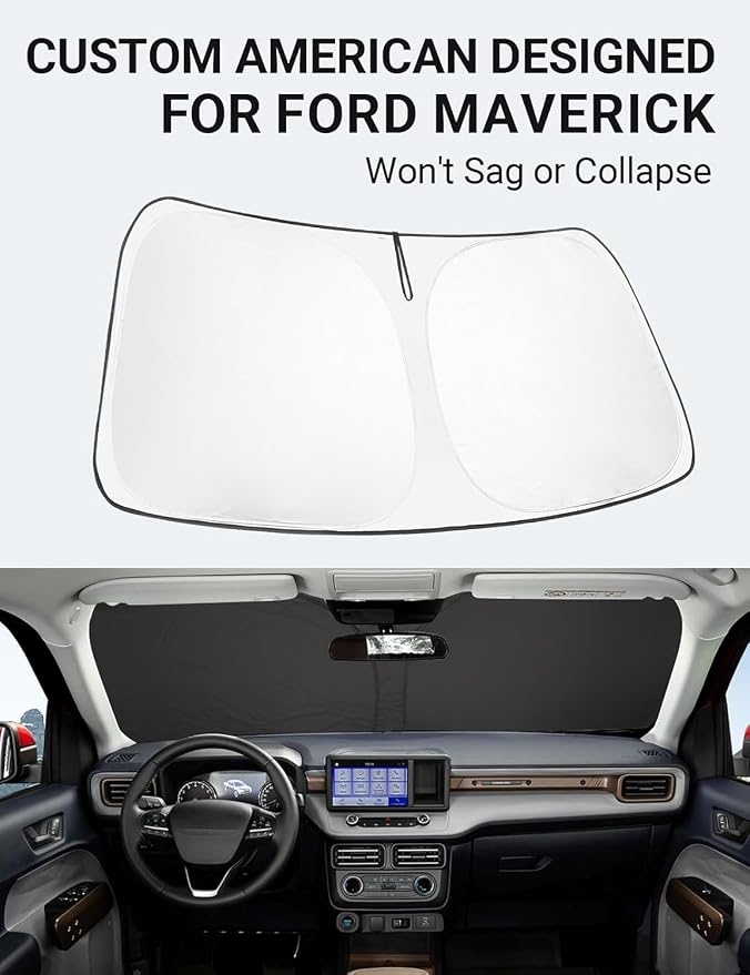 Proadsy 2025 Upgrade Windshield Sun Shade Custom Fit Ford Maverick 2022-2025 - Image 2