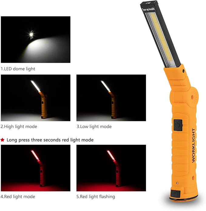 Tool Gifts for Men, Rechargeable LED Work Lights 2-Pack, Magnetic Base - Image 3