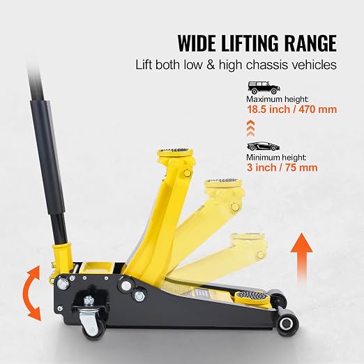 VEVOR Low Profile Floor Jack 2 Ton, Heavy Duty Iron Hydraulic Racing Floor Jack - Image 3