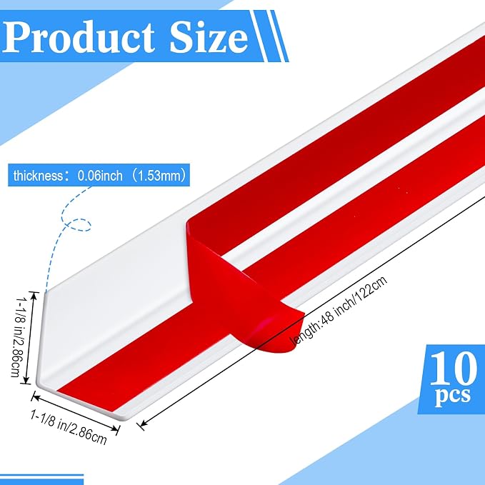 Sasylvia 10 Pcs Wall Corner Protector Guards, 1-1/8 x 48 Inches Self Adhesive - Image 2