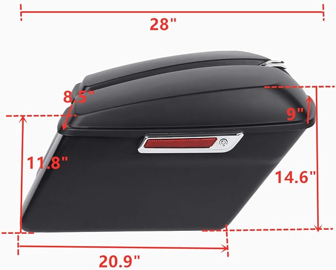 XFMT Matte Black Motorcycle Saddlebags Hard Saddle Bags W/Chrome Conversion - Image 3