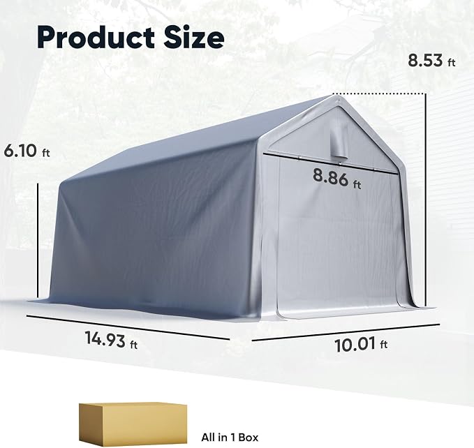 Quictent Heavy Duty 10x15FT Carport Shelter - Image 5