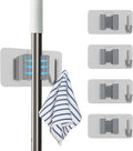 Stainless Steel Mop Holder Wall Mount – 4 Pack Heavy-Duty Broom Organizer by Unknown