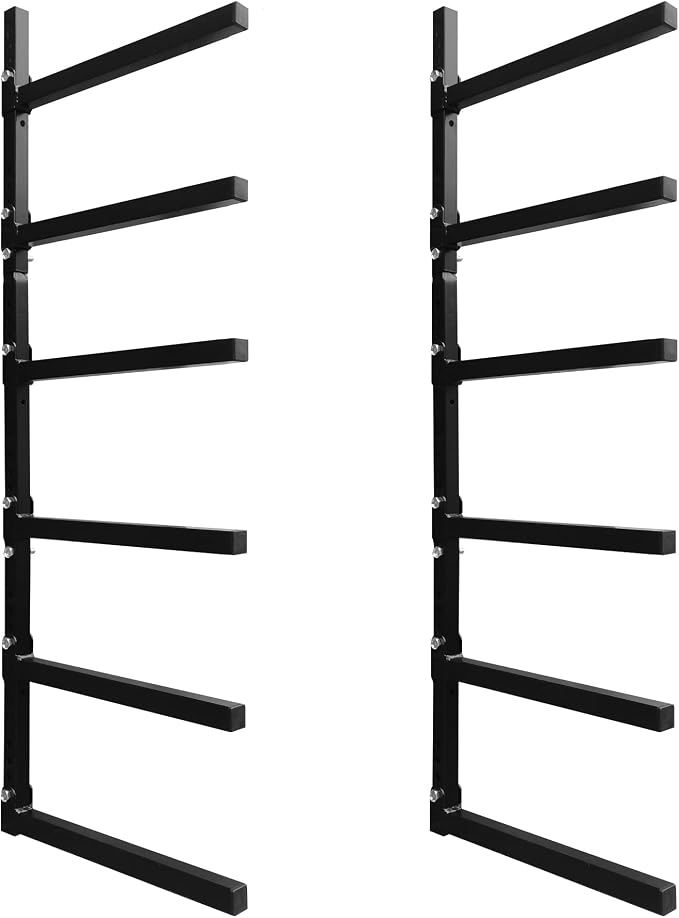 6-Tiered Collapsible Wall Mount Lumber Storage Metal Rack, 6-Level Foldable by LOCKIETTA