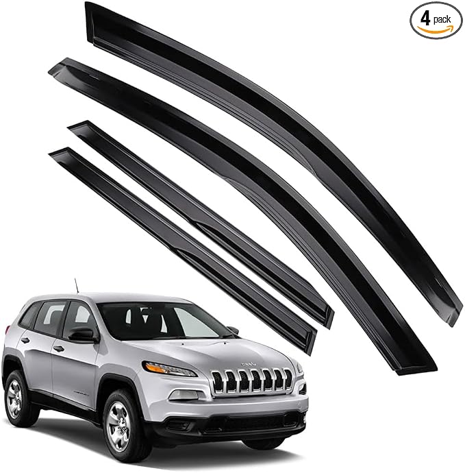 Rain Guards for Jeep Cherokee 2014-2023, Tape-on Side Window Deflectors for by LETINGFAR