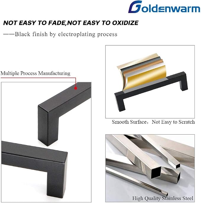 goldenwarm 35 Pack Black Cabinet Knobs Kitchen Cabinet Handles Stainless Steel - Image 4
