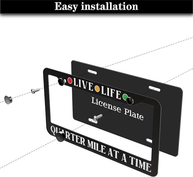License Plate Frames Black and White Fun License Plate Frame Cover Live Life - Image 7