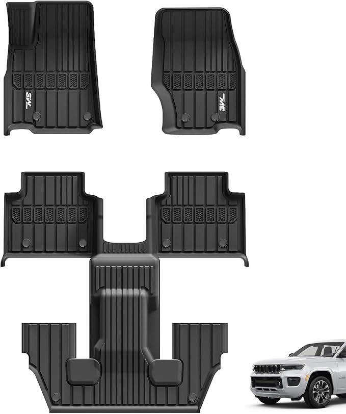 3W Floor Mats Fit for Jeep Grand Cherokee L 2021-2024 2025, TPE All Weather by 3W