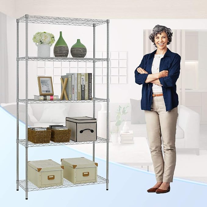 BestOffice 14''Wx36''Dx72''H NSF Wire Shelf Metal 5 Shelf Wire Shelving Unit - Image 4