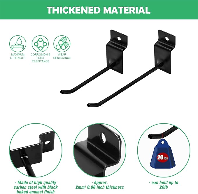 Yuahar Slatwall Hooks 20Pcs 4/6 Inch Slatwall Accessories Heavy Duty Slat Wall - Image 3