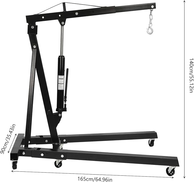 2 Ton Folding Engine Hoist Heavy Duty Carbon Steel Hydraulic Shop Engine Crane - Image 2