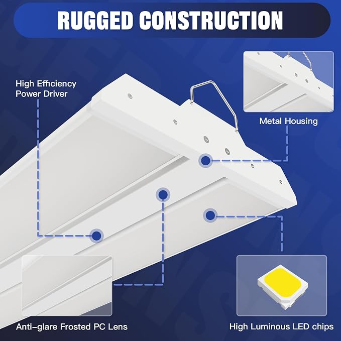 JTT 300W LED Linear High Bay Light, 45000LM Linear High Bay Shop Light - Image 5